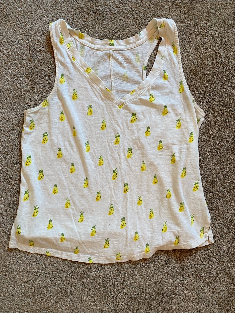 Merona White Tank Top with Yellow Pineapple Print